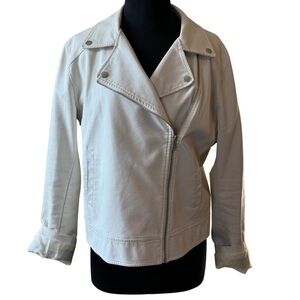 UNIVERSAL THREAD White Faux Leather Moto Jacket Asymmetrical Full Zipper